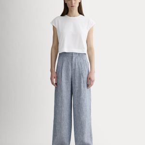 The Linen Way-High® Drape Pant  | White / Blue
