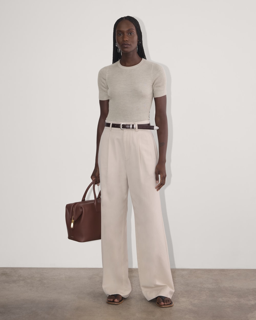 The Sweater Tee in Ultrasoft Merino | Heather Oatmeal - Image 4