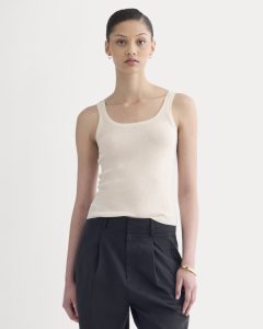 The Light Ribbed Cami in Ultrasoft Merino | Parchment