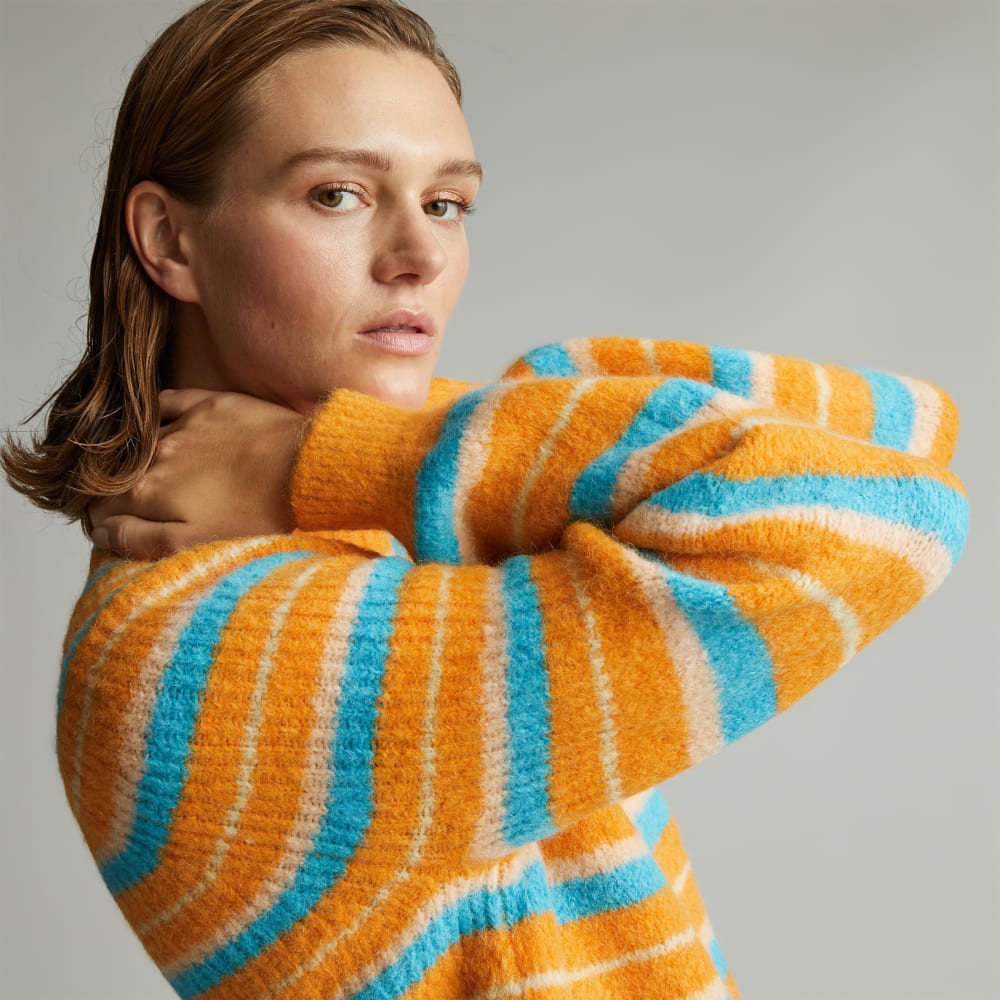 The SuperFuzz Alpaca Oversized Crew | Turmeric Stripe - Image 4