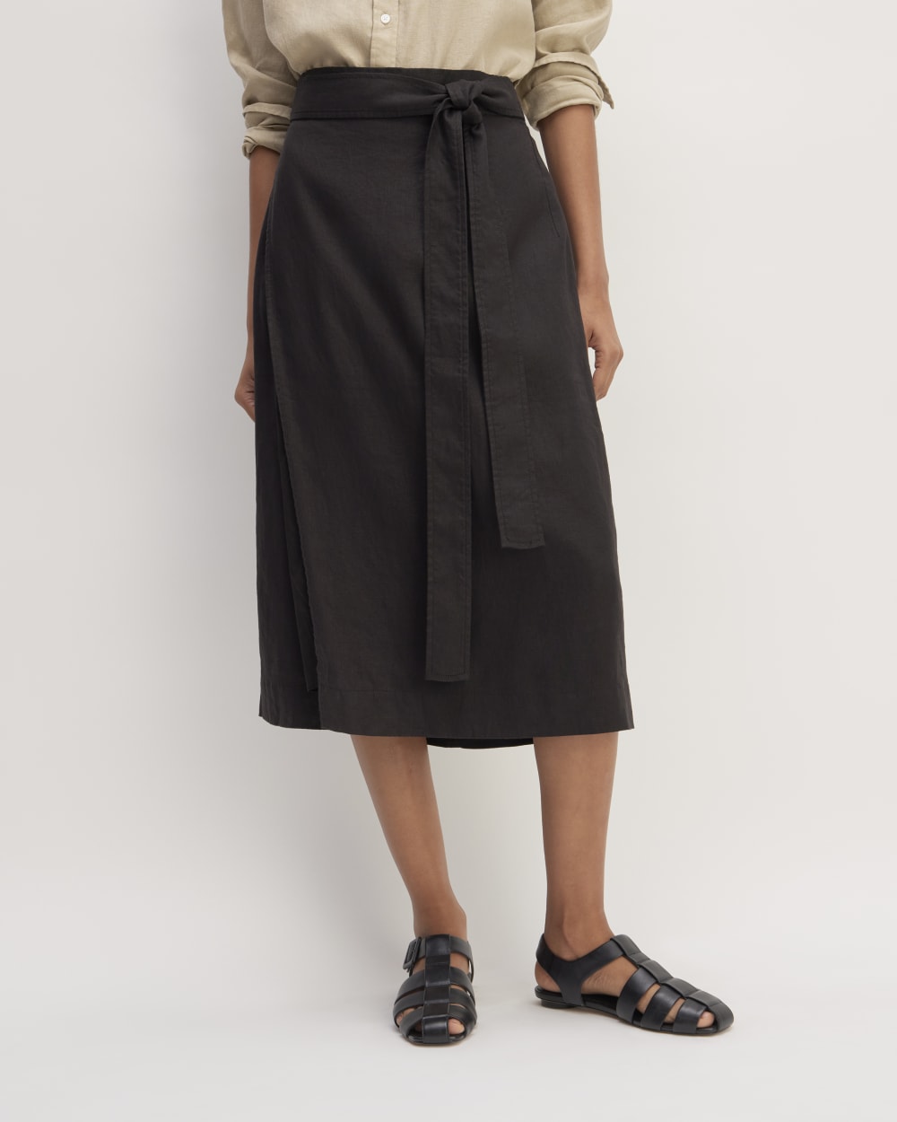 The Linen Wrap Skirt | Black - Image 3