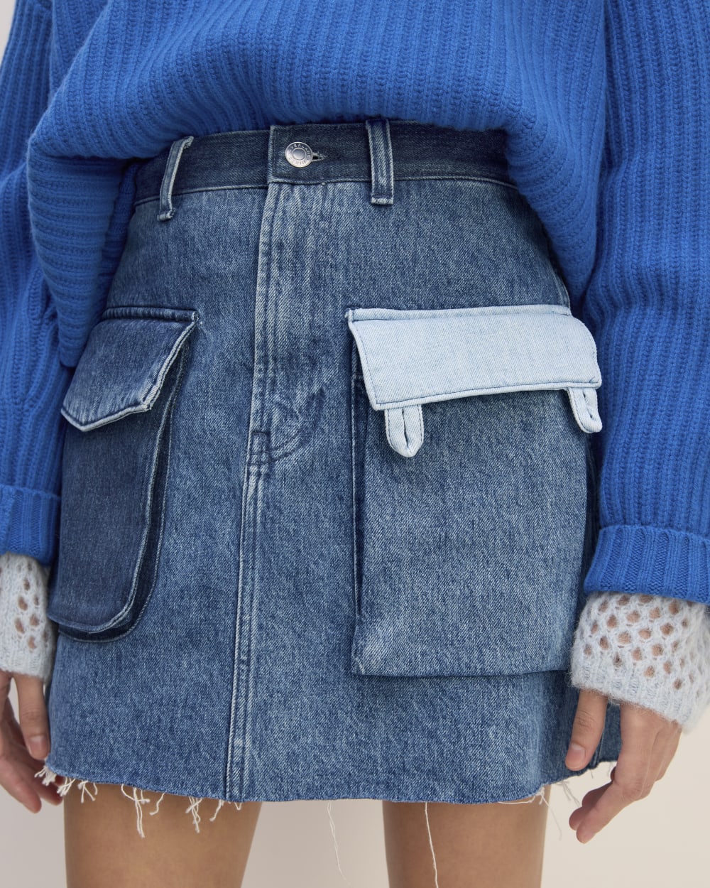 The Everlane x Marques' Almeida Denim Patchwork Mini Skirt | Diamond Blue - Image 5