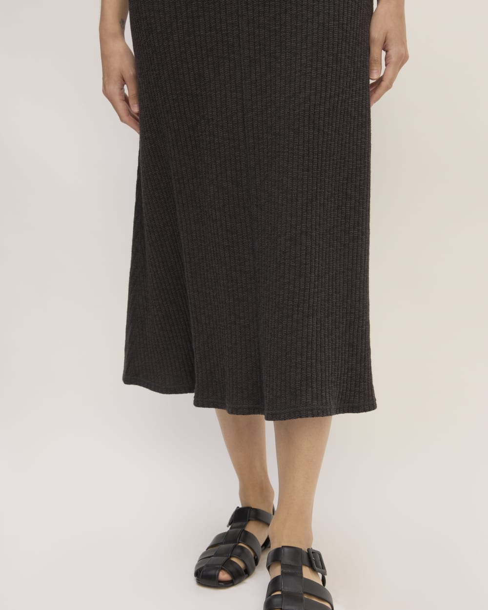 The Rib-Knit A-Line Tank Dress | Black - Image 5