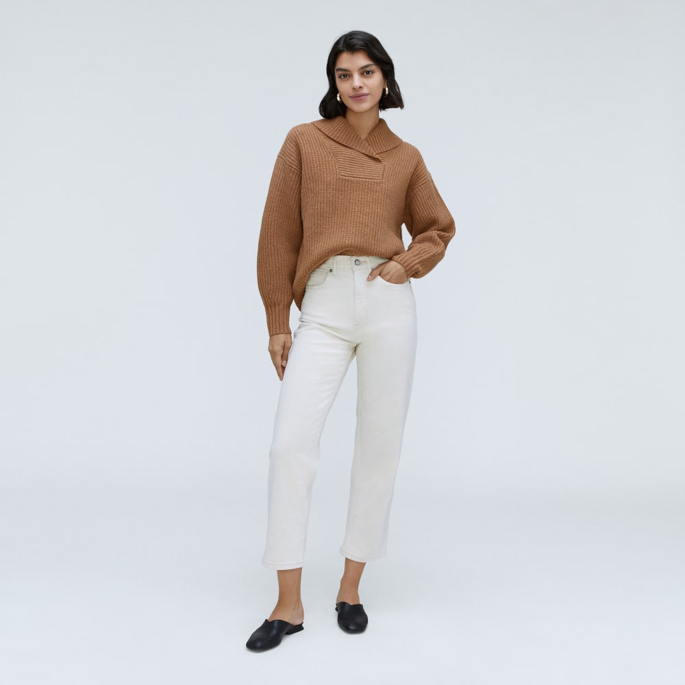 The Felted Merino Shawl Collar Sweater | Deep Camel - Image 6