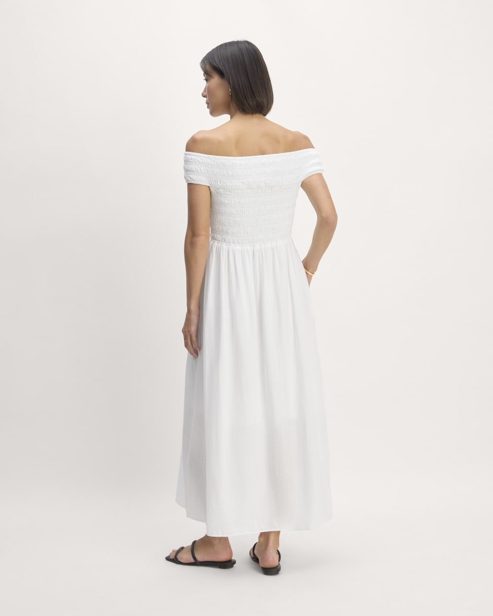 The Gauze Off-the-Shoulder Dress | White - Image 6