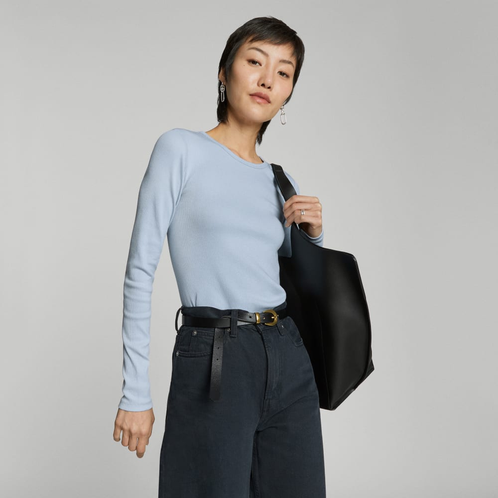 The Pima Micro-Rib Long-Sleeve Crew | Mist - Image 5