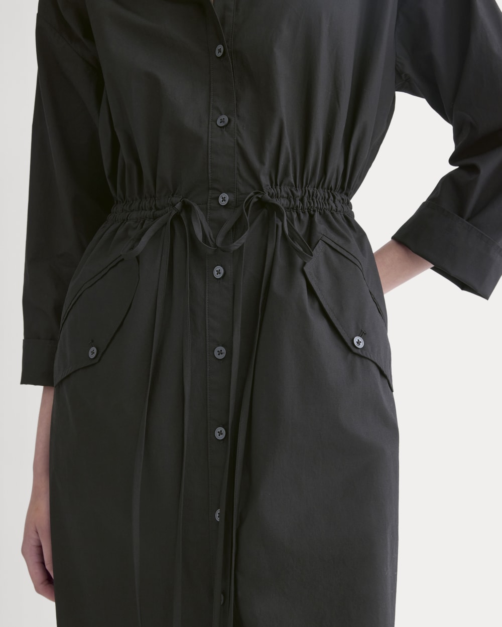 The Drawcord Shirtdress in Ultrasoft Cotton | Black - Image 3