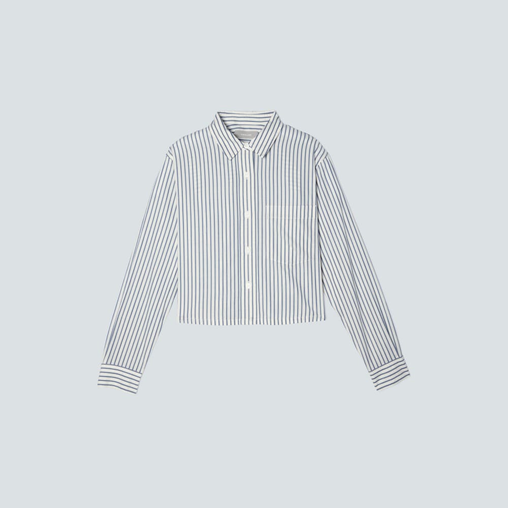 The Way-Short Shirt in Silky Cotton | Deep Blue / Canvas