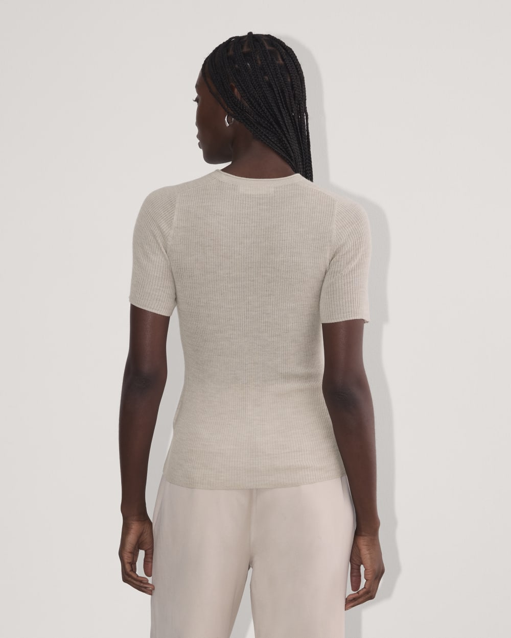 The Sweater Tee in Ultrasoft Merino | Heather Oatmeal - Image 5