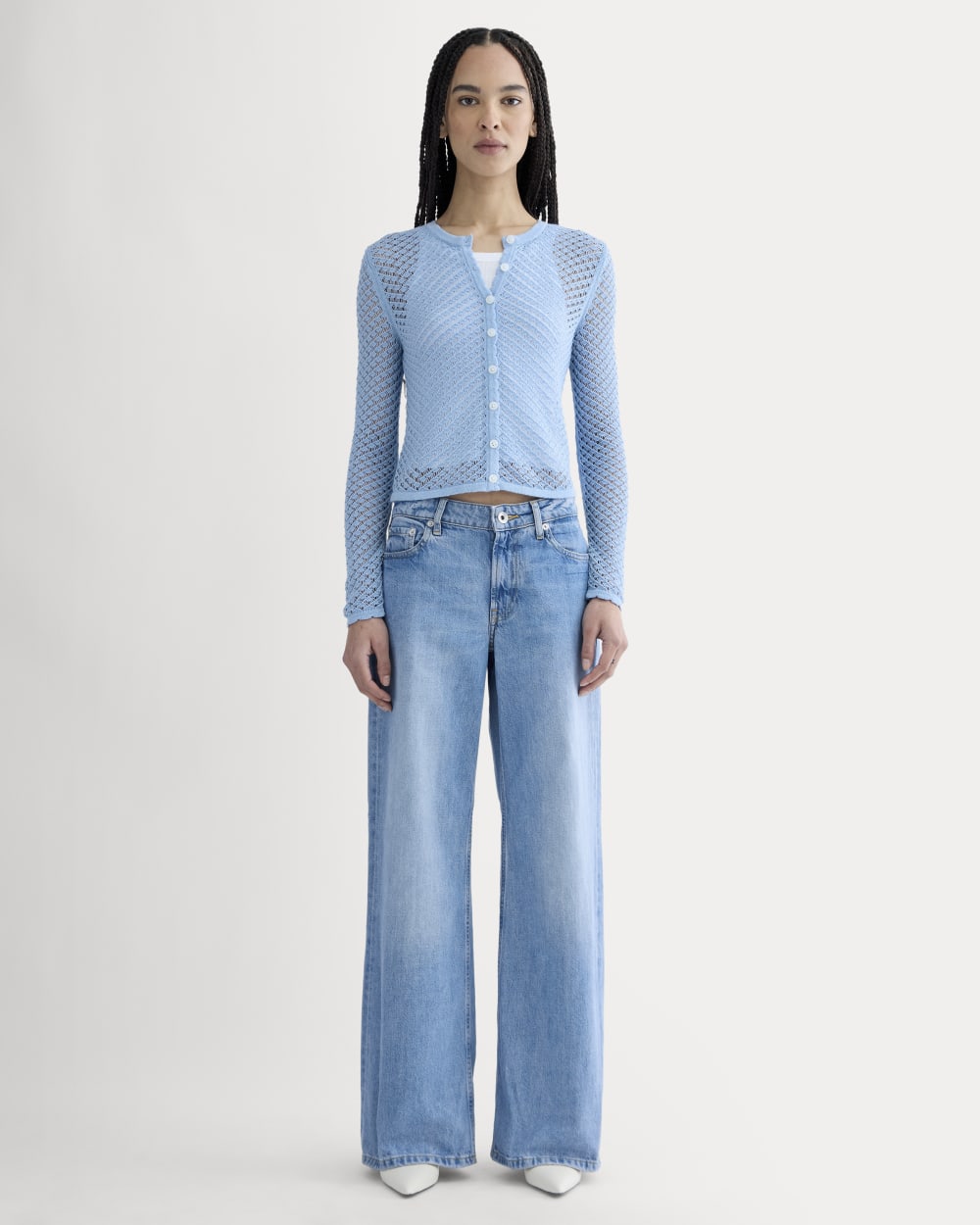 The Lace Knit Cardigan | Sky Blue - Image 3