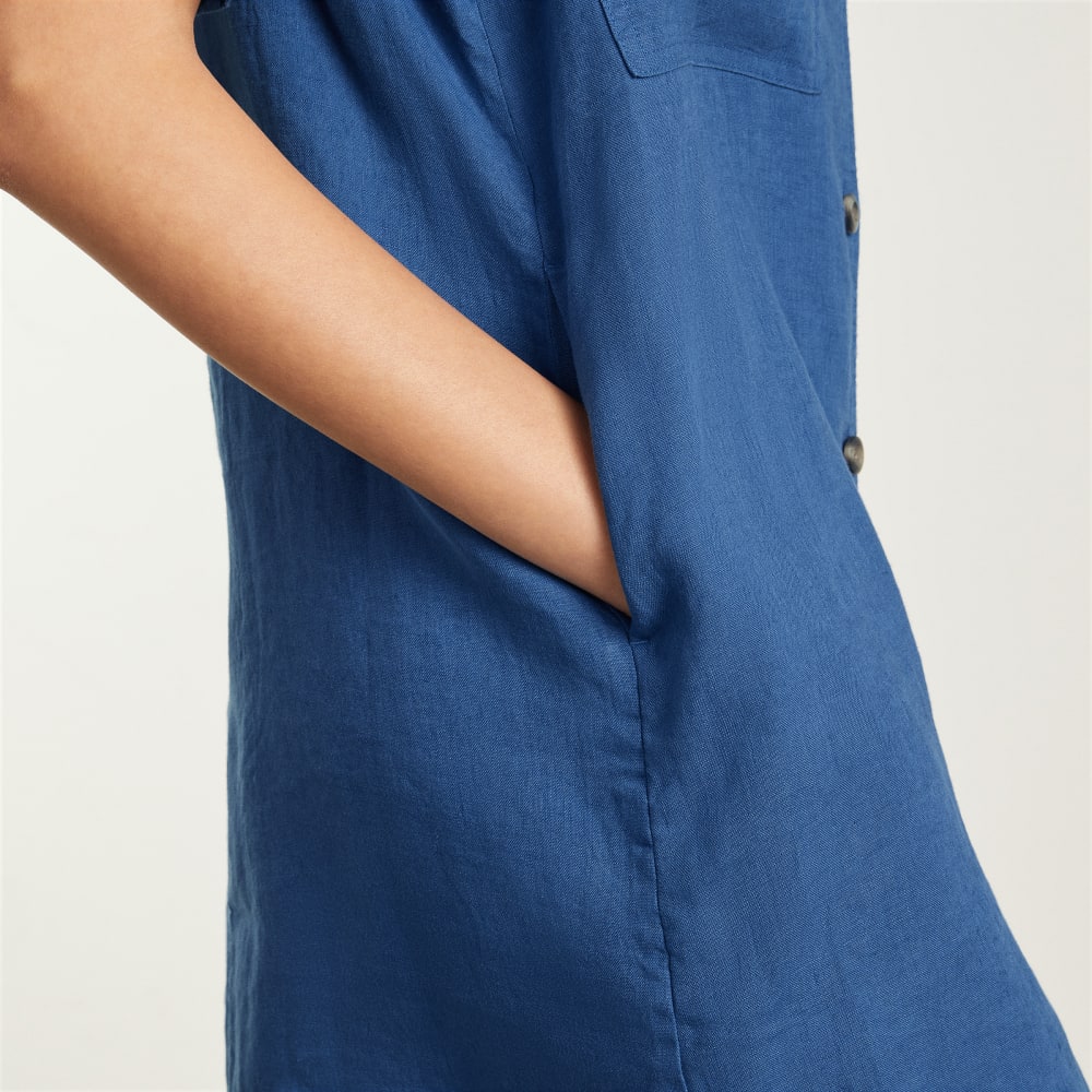 The Linen Workwear Dress | Deep Blue - Image 5