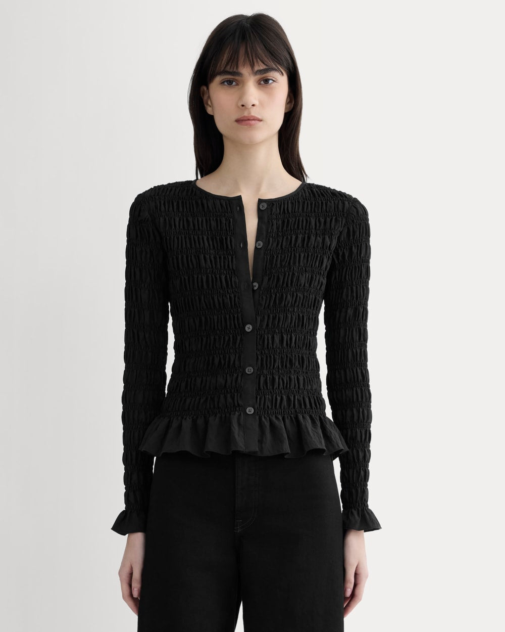 The Smocked Cardigan | Black