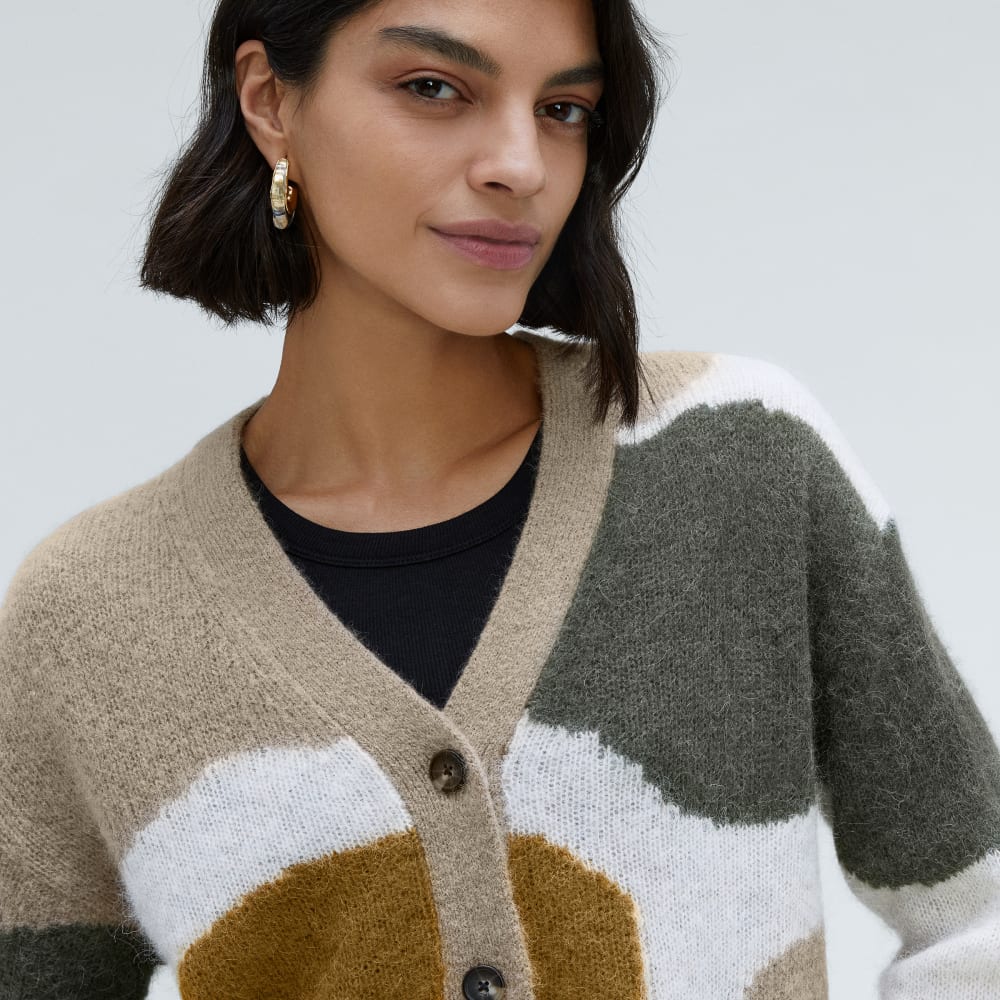 The Alpaca V-Neck Cropped Cardigan | Neutral Camo - Image 5