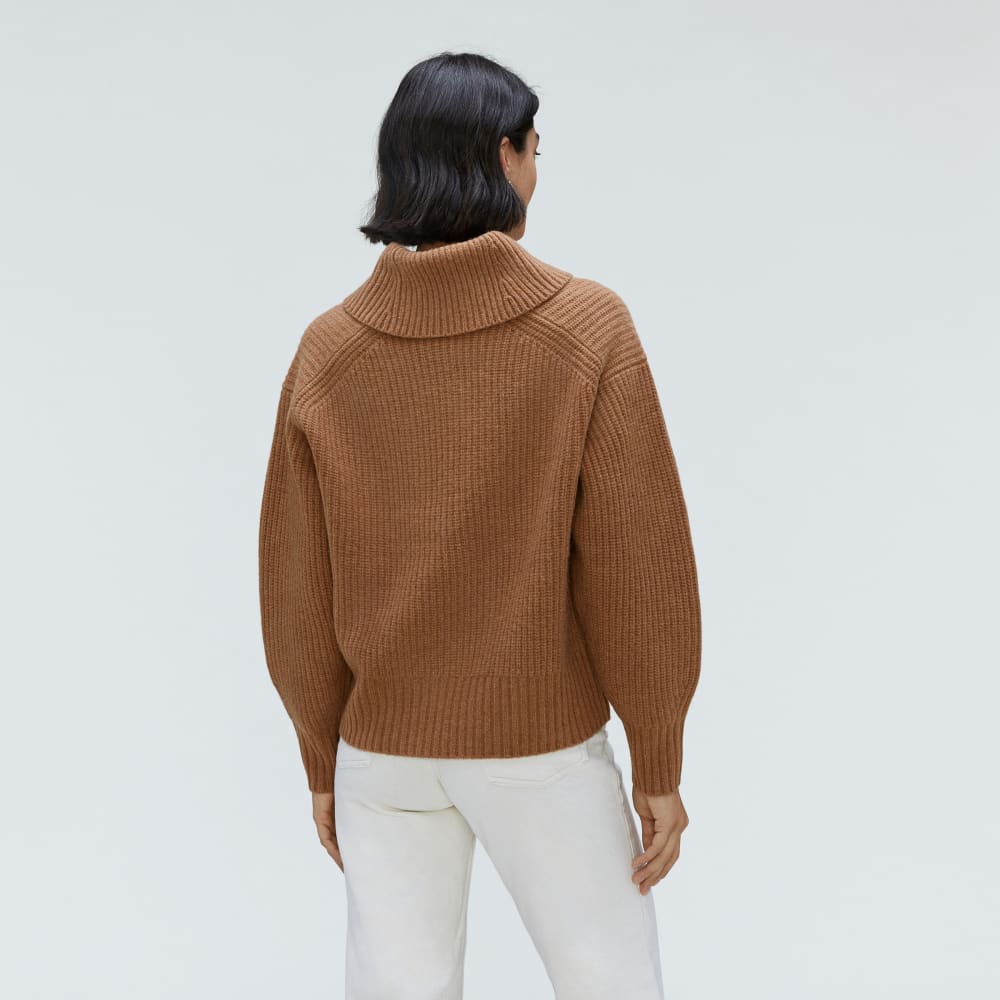 The Felted Merino Shawl Collar Sweater | Deep Camel - Image 3