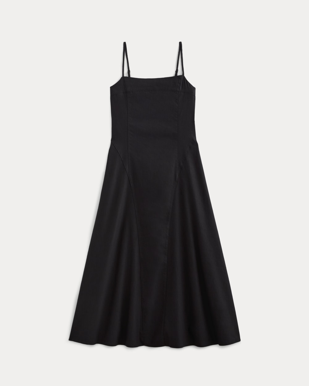 The Seamed Dress in Stretch Linen | Black - Image 2