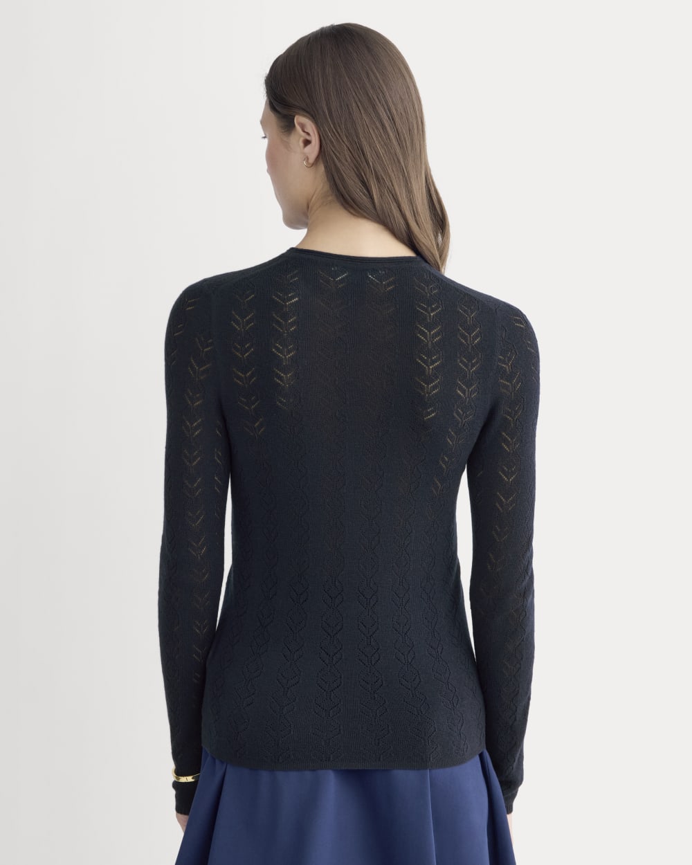 The Pointelle Crew in Ultrasoft Merino | Navy - Image 5