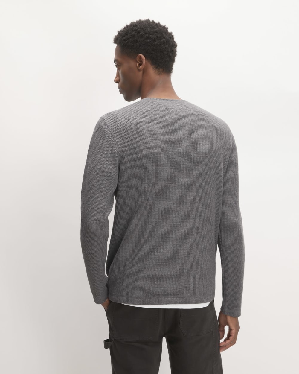 The Waffle Long-Sleeve Henley | Heathered Charcoal - Image 4