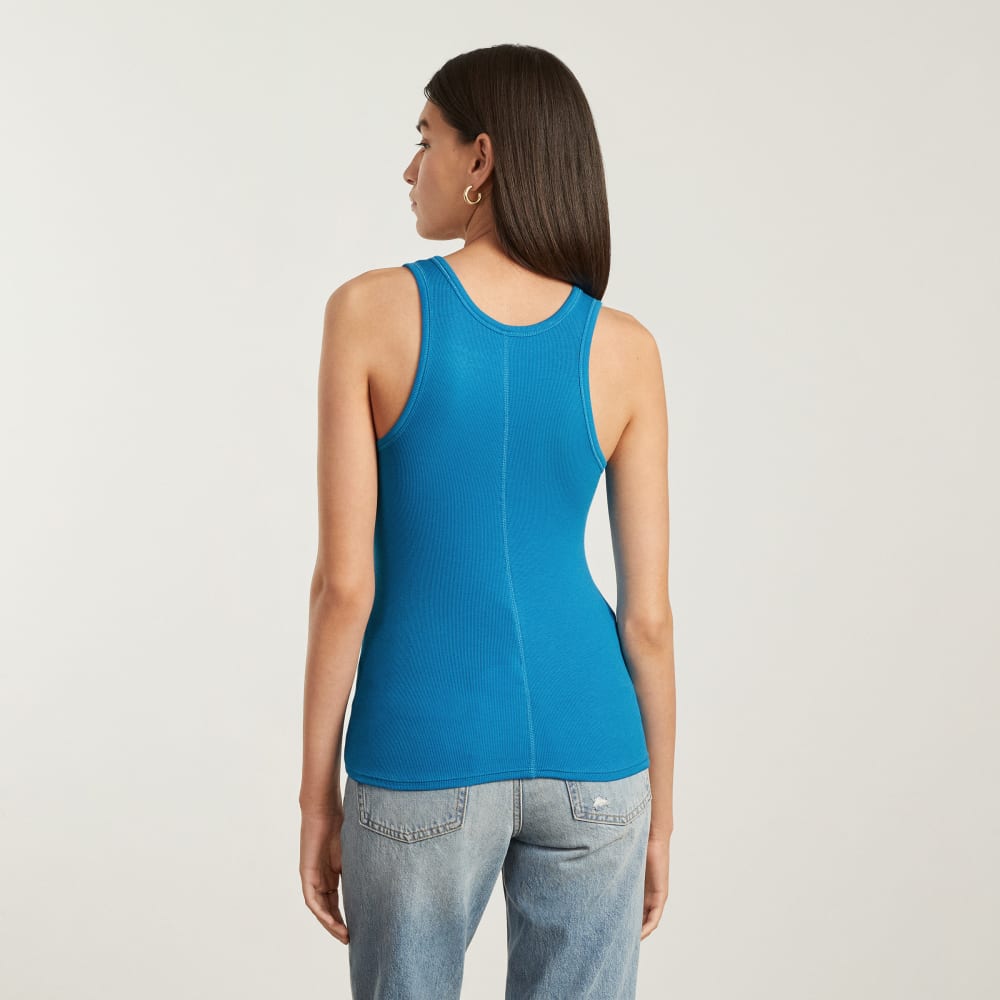 The Pima Micro-Rib U-neck Tank | Horizon Blue - Image 3