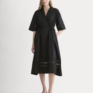 The Lace Trim Caftan Dress | Black