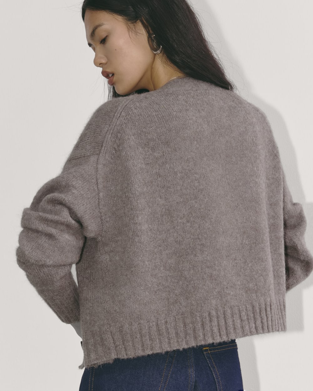 The Boxy Cardigan in Alpaca | Taupe Melange - Image 5