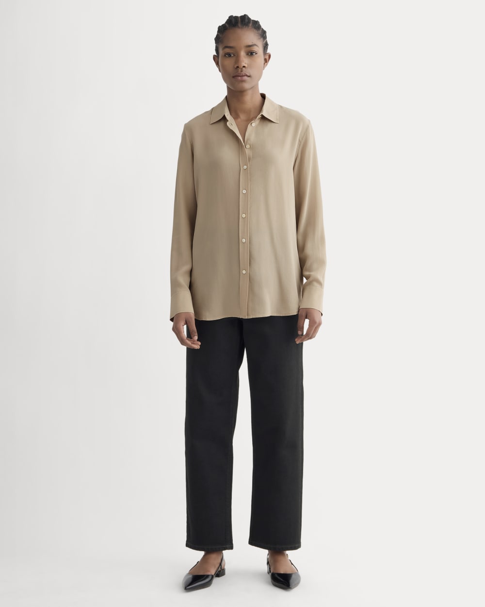 The Must-Have Shirt in Washable Silk | Burnt Sugar - Image 3