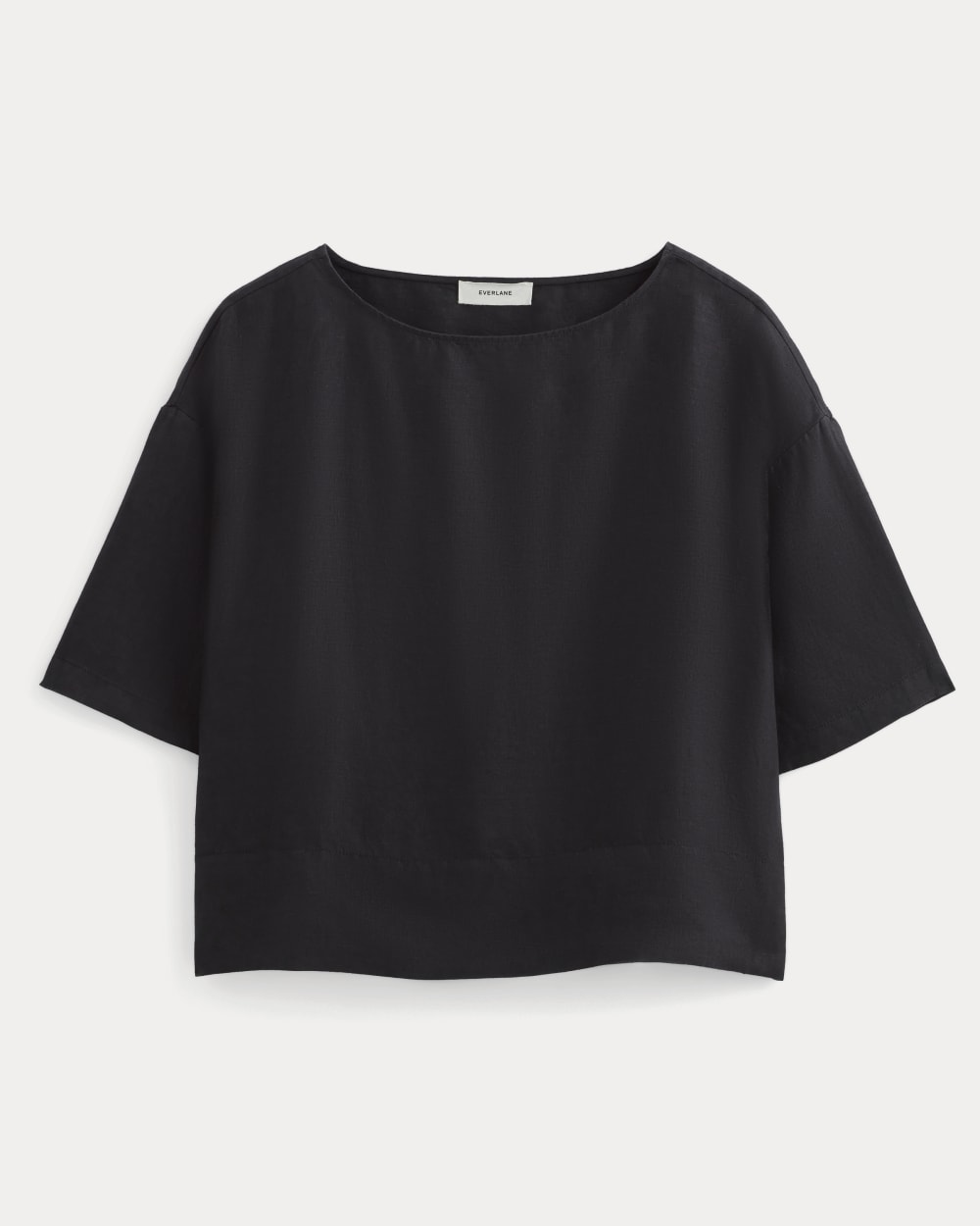 The Boatneck Top in Linen | Black - Image 2