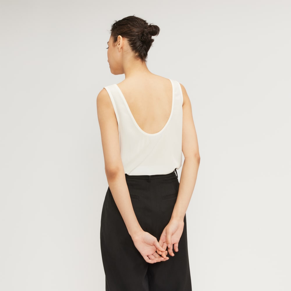 The Scoop Tank in Washable Silk | Off-White - Image 3