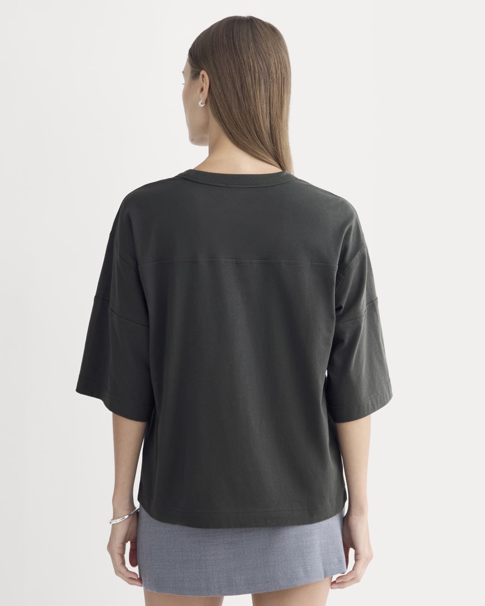 Oversized Varsity Tee in Essential Cotton | Washed Black - Image 5