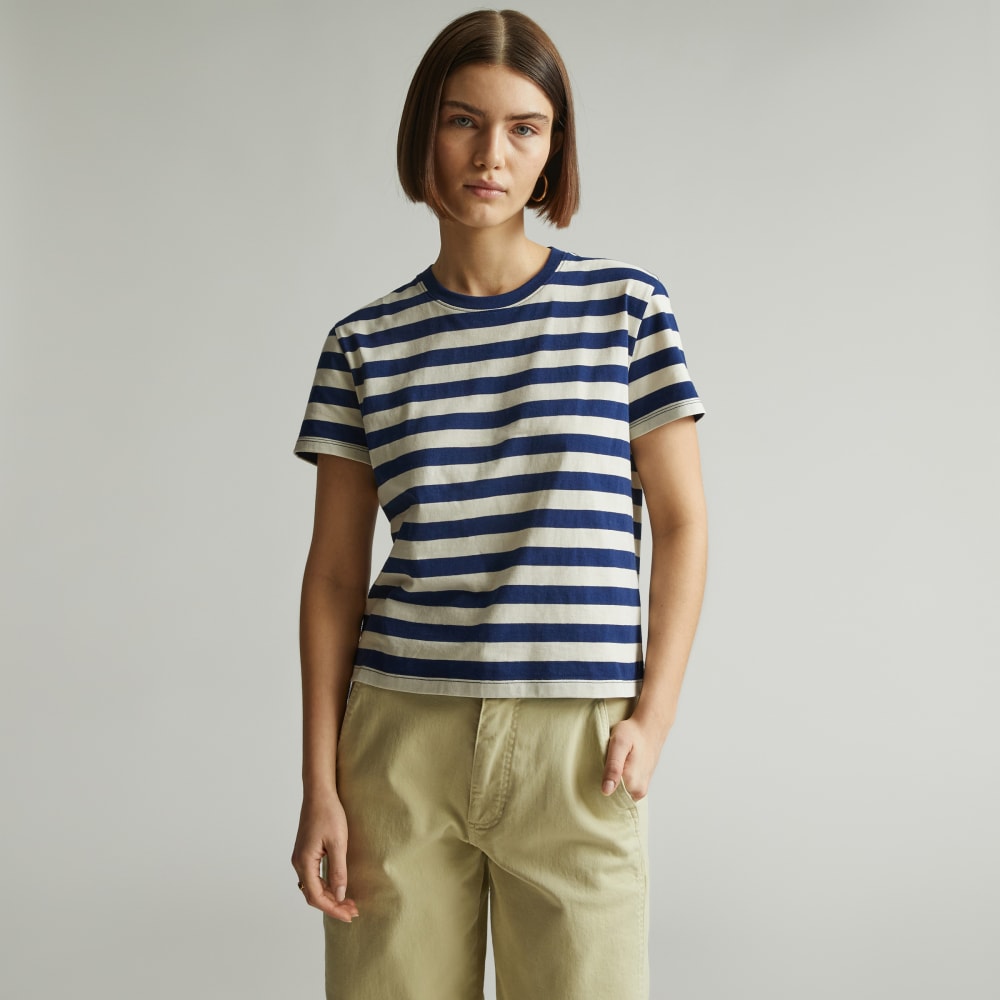 The Box-Cut Tee in Essential Cotton | Ocean Cavern / Canvas Tan | No Pocket - Image 2