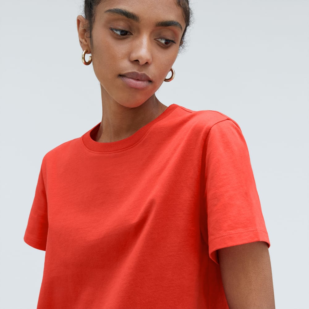 The Box-Cut Tee in Essential Cotton | Red Orange | No Pocket - Image 3