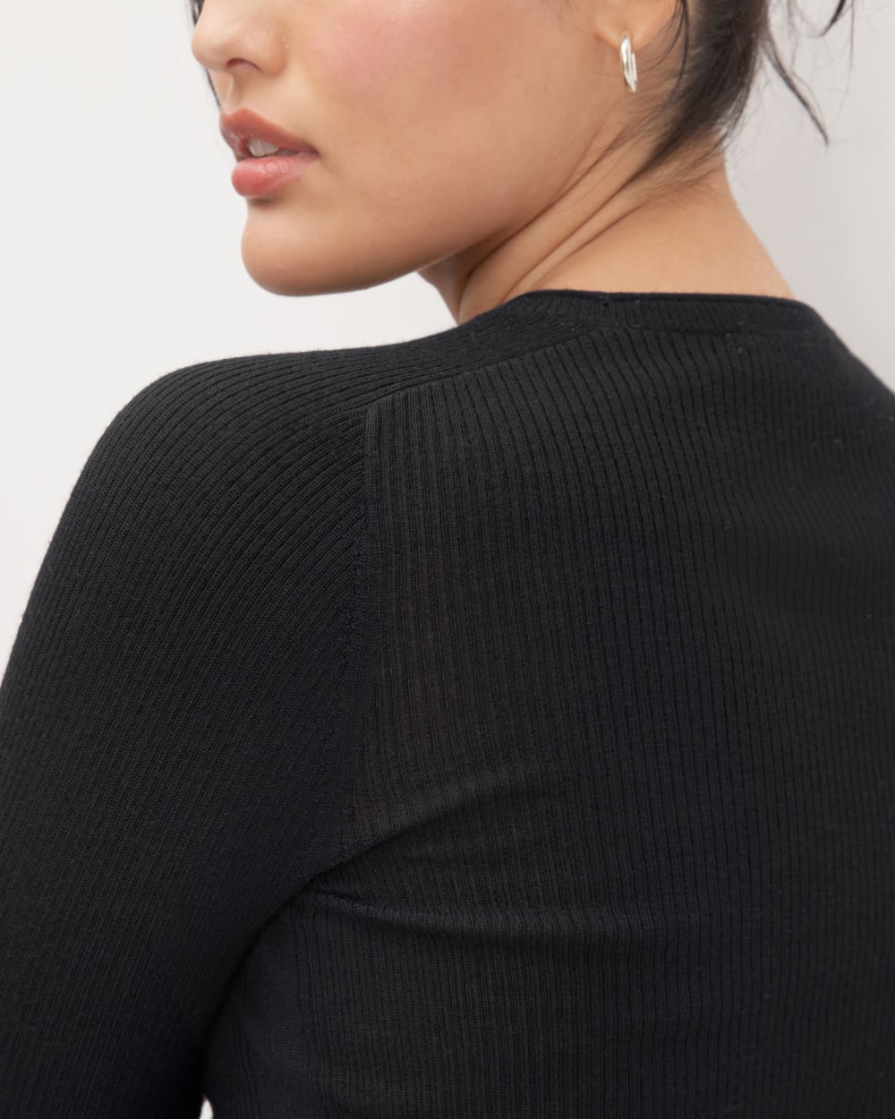 The Long-Sleeve Sweater Tee in Ultrasoft Merino | Black - Image 5