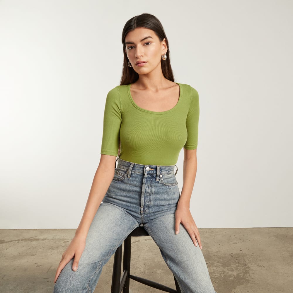 The Luxe Micro-Rib Scoop-Neck Tee | Pepper - Image 6