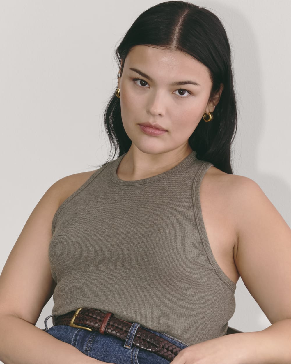 The Luxe Rib Racerback Tank | Heathered Fatigue - Image 3