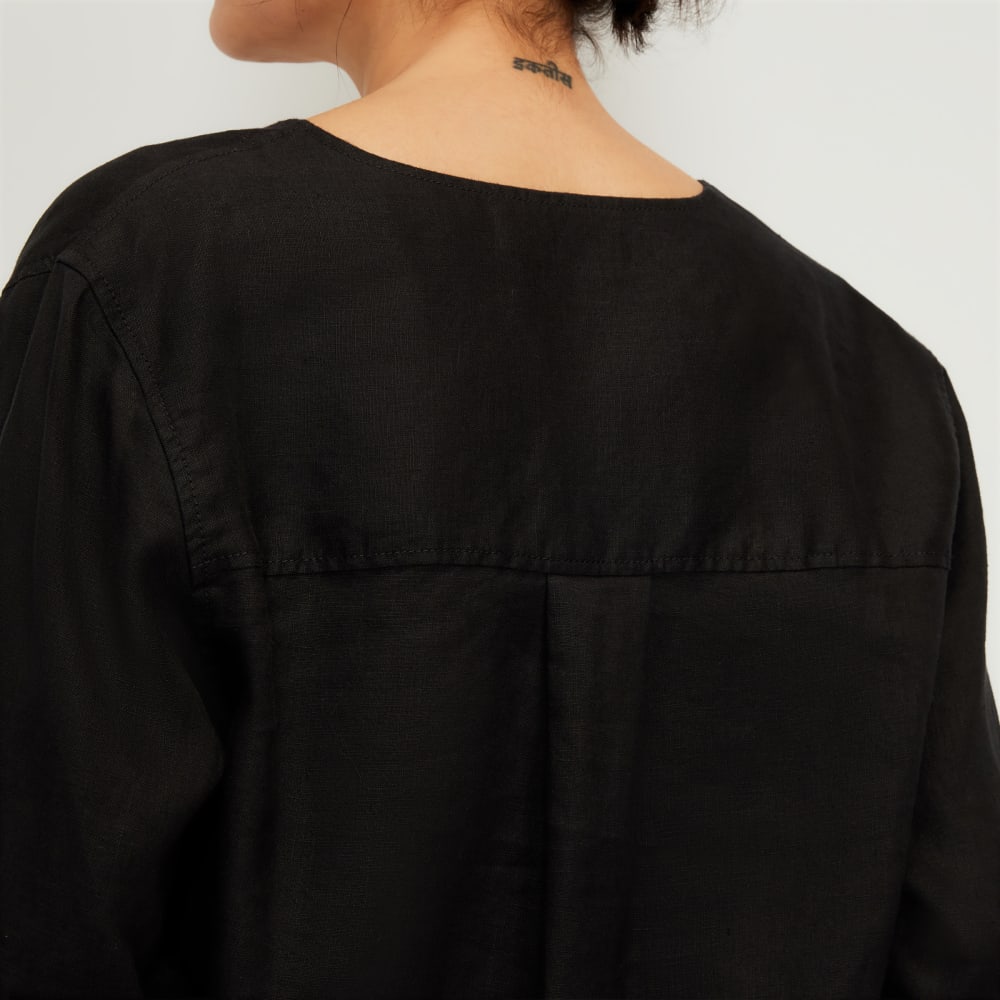 The Linen Popover Shirt | Black - Image 5