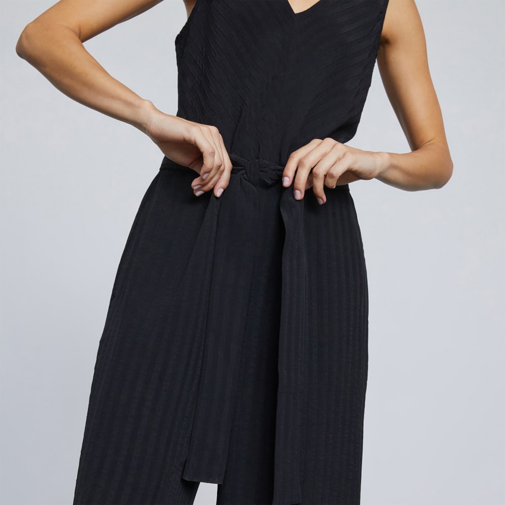 The City Stripe Draped Jumpsuit | Black - Image 5