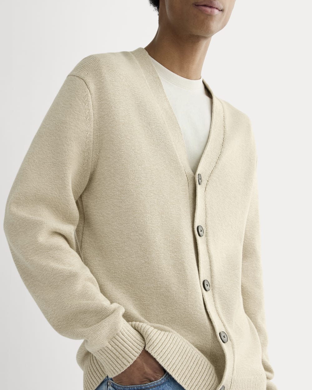 The Classic Cardigan in Everyday Cotton | Desert Sand / Natural - Image 4