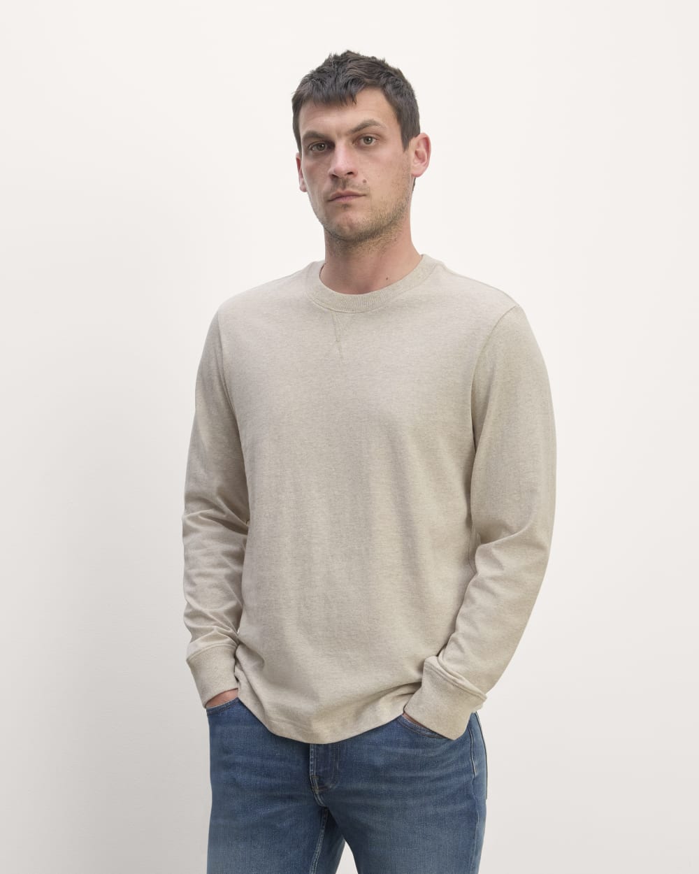 The Premium-Weight Relaxed Crew | Heathered Oatmeal