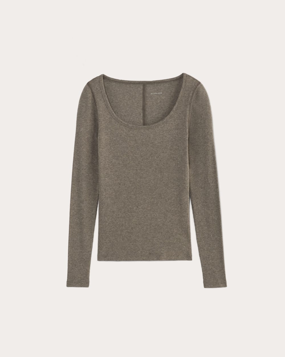 The Luxe Rib Long-Sleeve Scoop-Neck Tee | Heathered Fatigue - Image 2