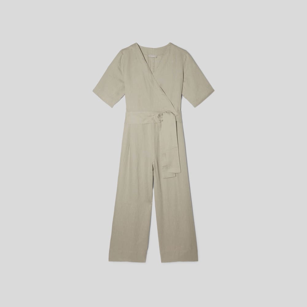 The Wrap Jumpsuit in Linen | Seagrass - Image 2