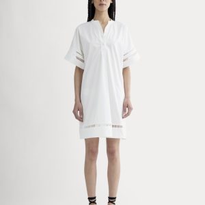 The Lace Trim Popover Dress | White