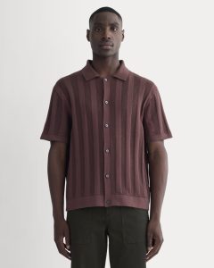 The No-Sweat Ribbed Polo | Dark Mahogany