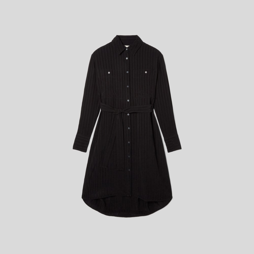 The City Stripe Draped Shirt Dress | Black - Image 2