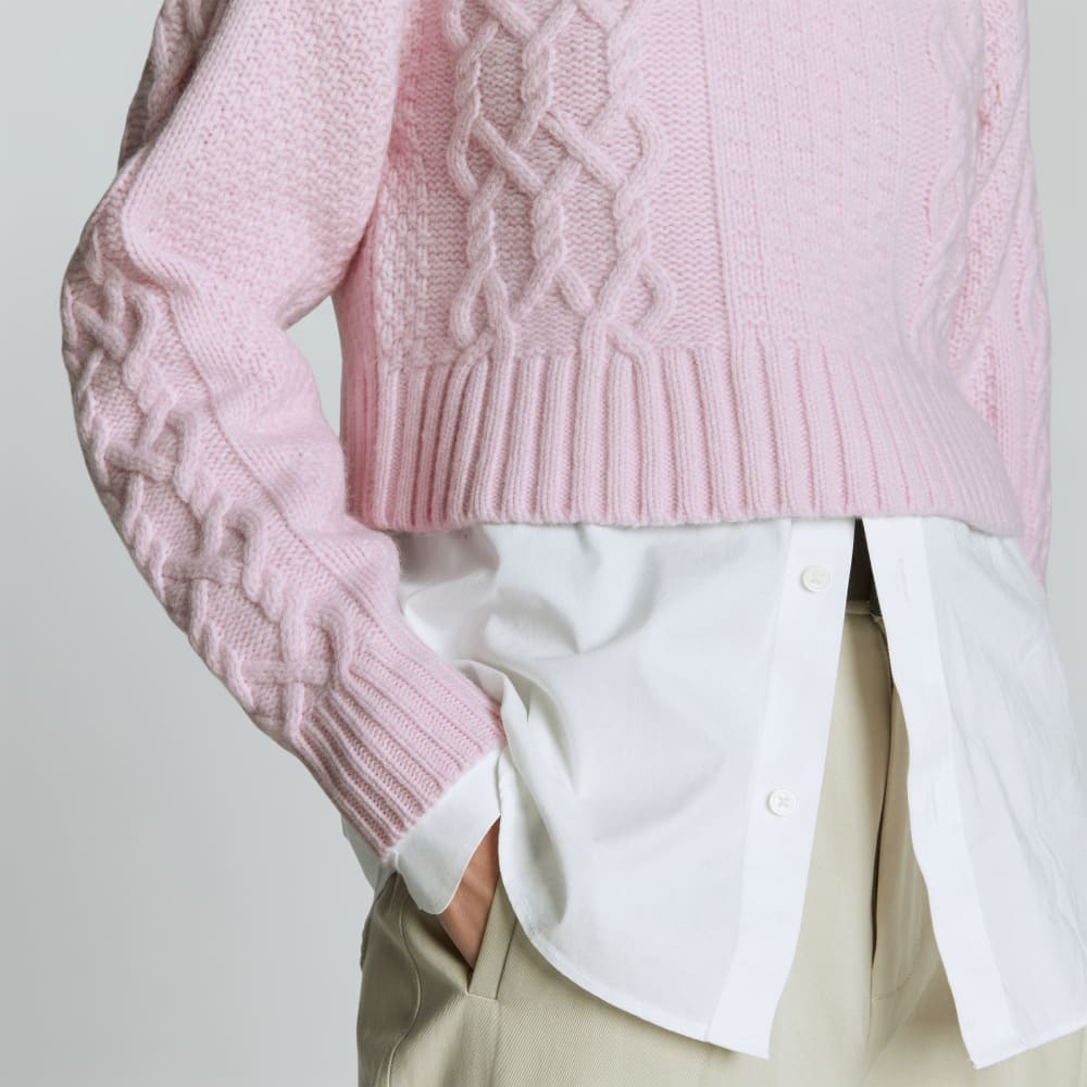 The Felted Merino Cropped Cable Sweater | Light Lilac - Image 5