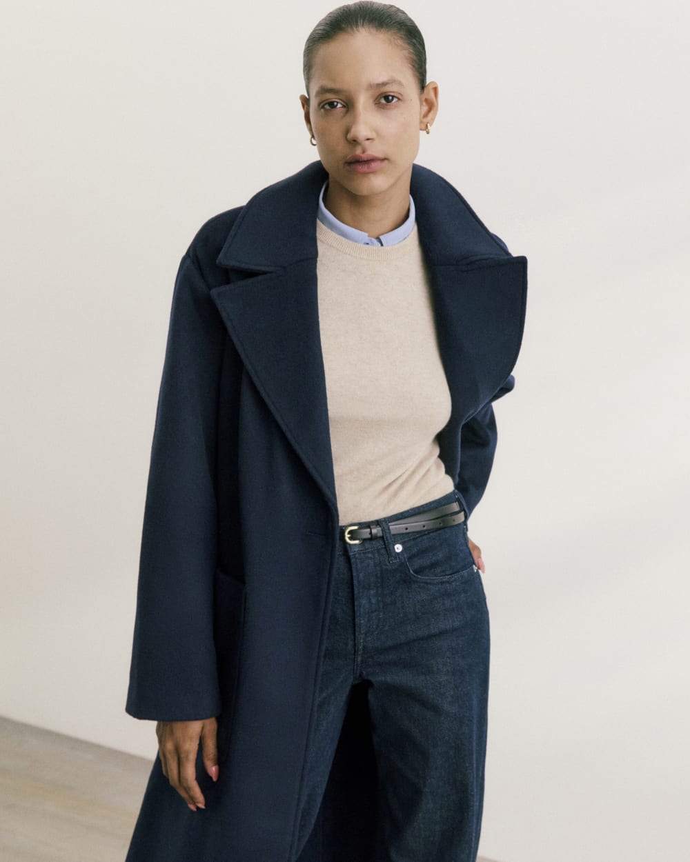 ReWool Belted Blanket Coat | Deep Navy - Image 7