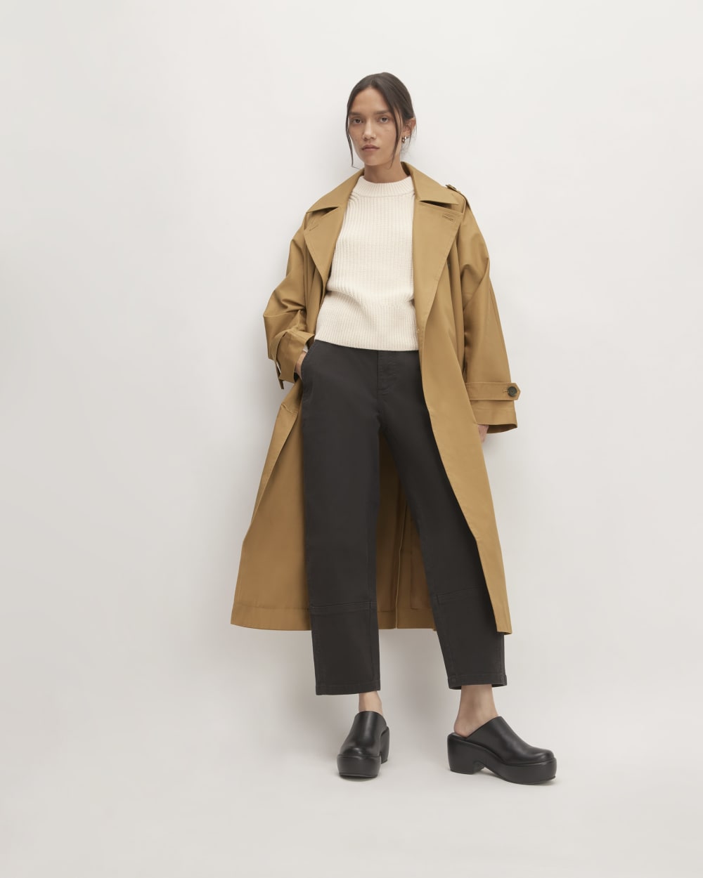 The Cotton Long Trench Coat | Toasted Coconut