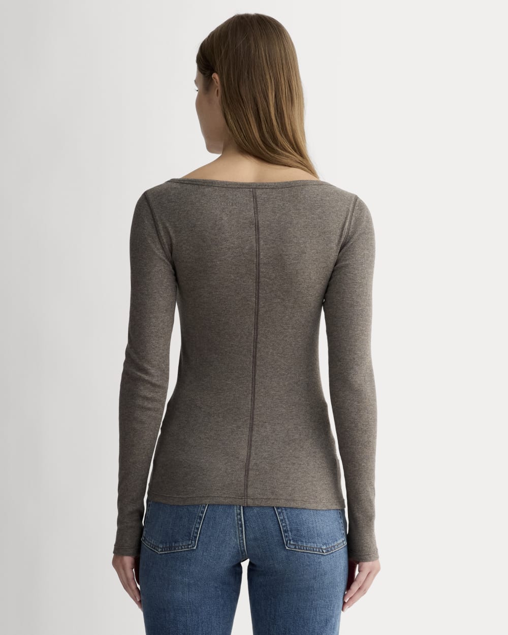 The Luxe Rib Long-Sleeve Scoop-Neck Tee | Heathered Fatigue - Image 4