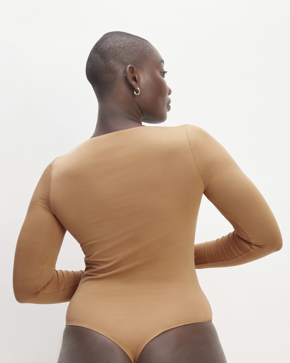 The Long-Sleeve Supima? Square-Neck Bodysuit | Tawny Brown | Thong - Image 5