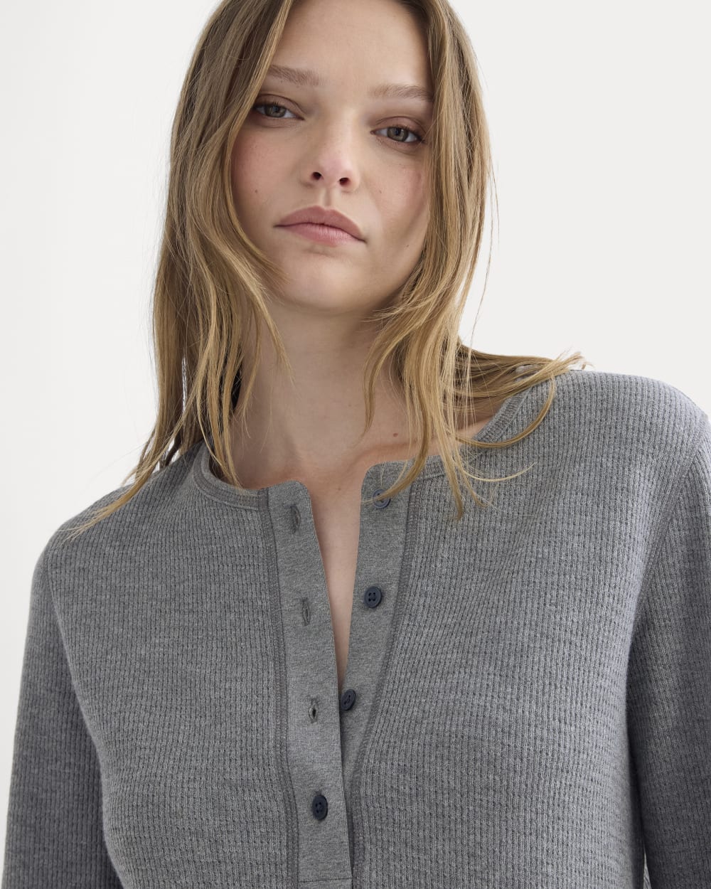 Boxy Henley in Cozy Waffle | Heathered Charcoal - Image 4