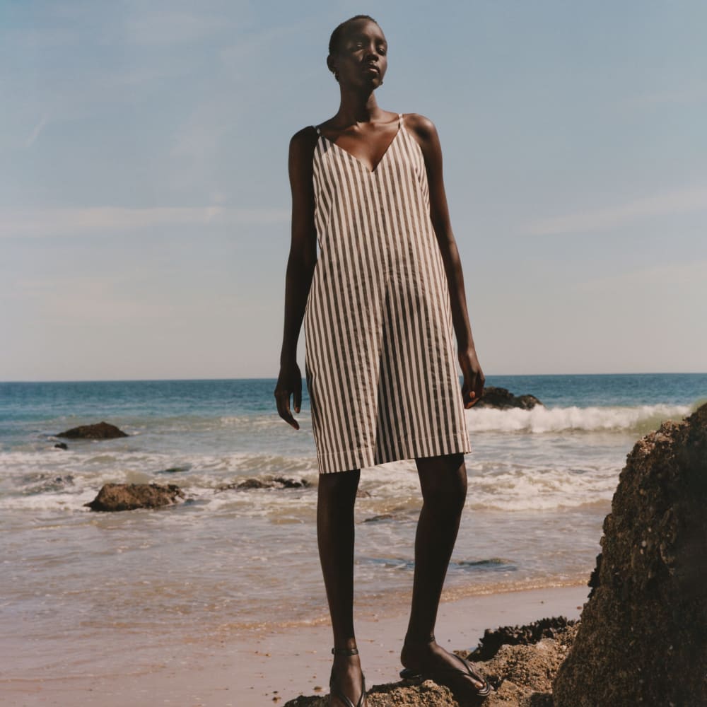 The Poplin Slip Dress | Bone / Black - Image 7