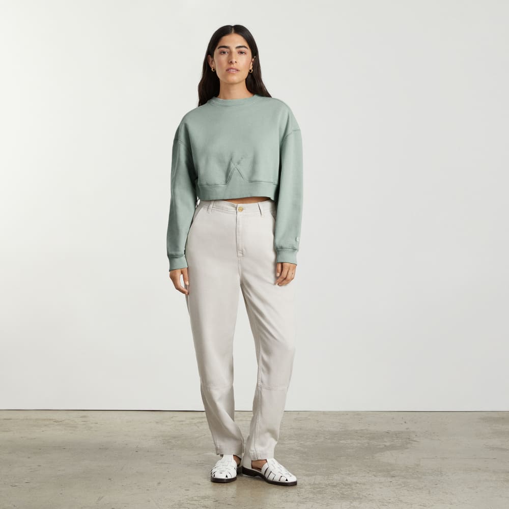 The Organic Cotton Cropped Crew | White Sage - Image 4